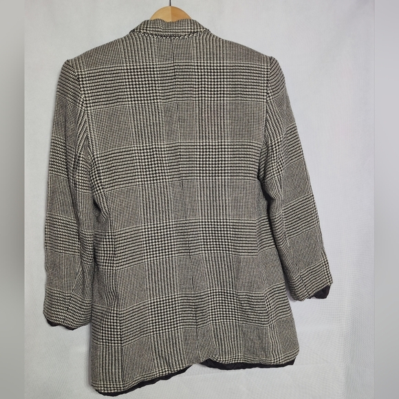 Paul Stanley Sz 12 Black and White Checkered Blazer Wool Blend - Picture 4 of 6